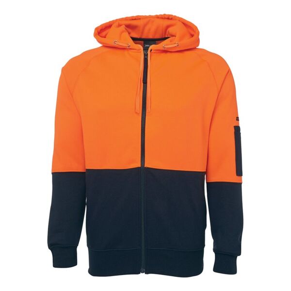 Mens Hi Vis Full Zip Fleecy Hoodie Thumbnail