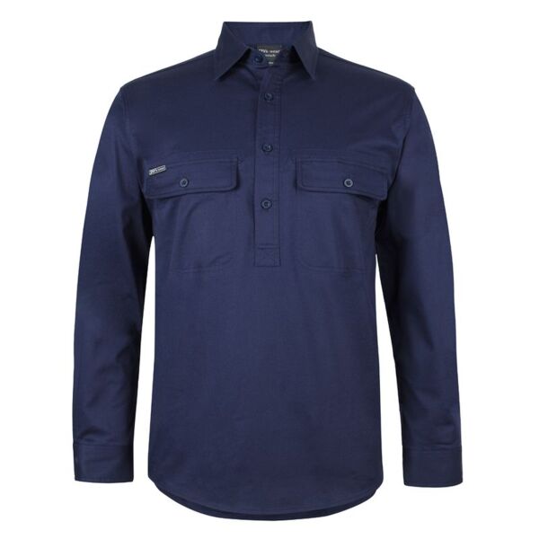 Mens Long Sleeve Stretch Close Front Work Shirt Thumbnail