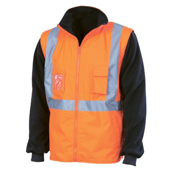 Hi Vis “4 in 1” Zip off Sleeve Reversible Vest, ‘X’ Back with Additional Tape on Tail Thumbnail