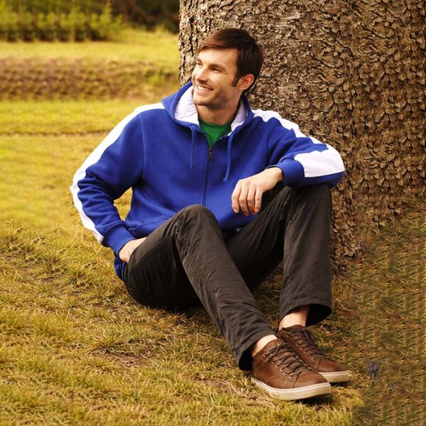 Unisex Adults Contrast Fleece Zip Through Hoodie Thumbnail