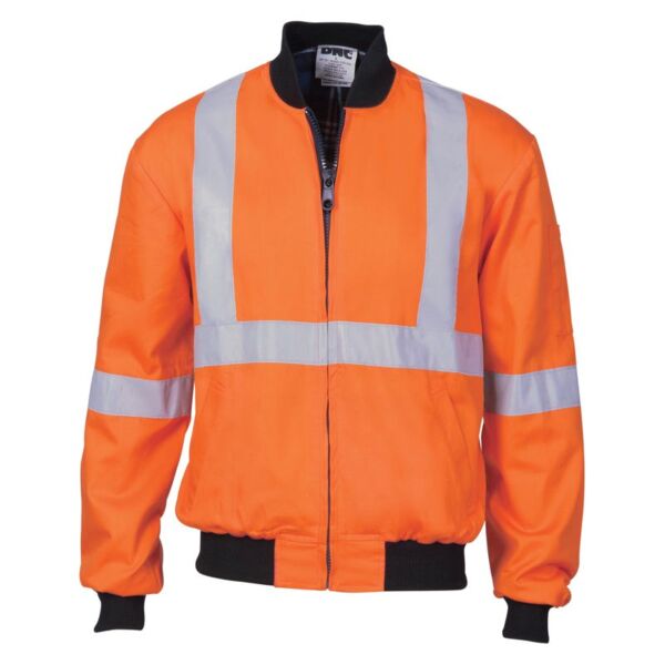 Mens HiVis Cotton Bomber Jacket with ‘X’ Back & additional CSR R/Tape Thumbnail